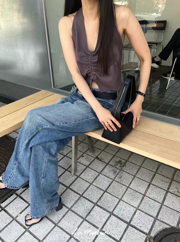 掛脖後綁帶V領性感美背小背心